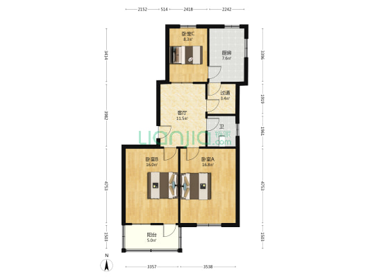 奎光小区 3室1厅1卫 75平方