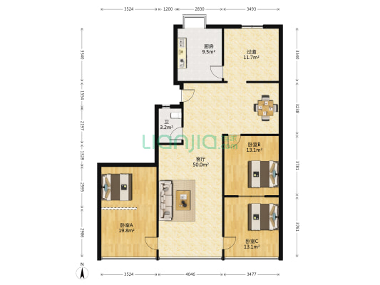 佳广公寓 3室1厅1卫 140平方