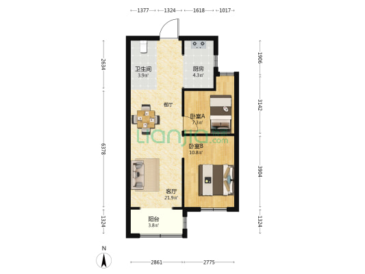 锦鸿佳园 2室1厅1卫 76平方