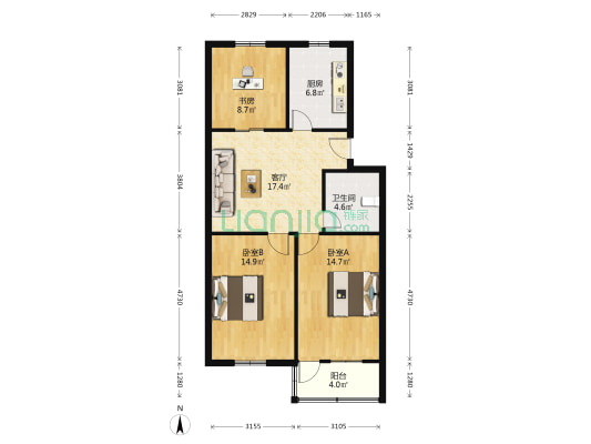 柏庐二村 3室1厅1卫 84平方