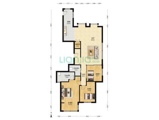 晶华锦苑 3室1厅2卫 155平方