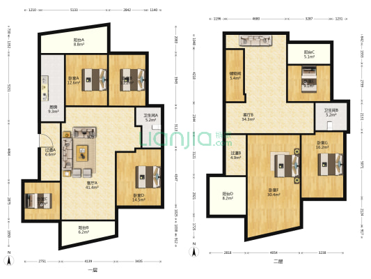 中天翡翠城 7室2厅2卫 138平方