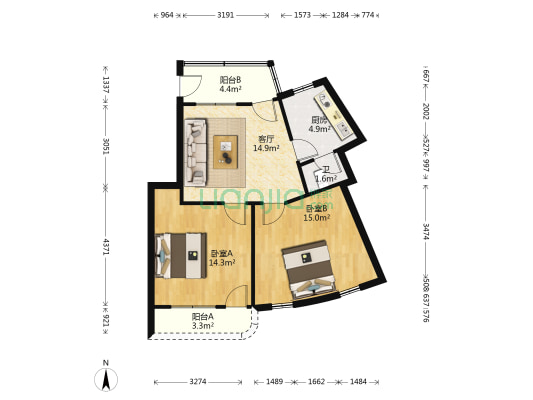 瓦窑西路一巷6号 2室1厅1卫 73平方
