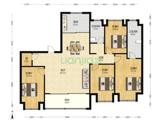 润樾庭Ⅱ·云起 4室1厅2卫 182平方