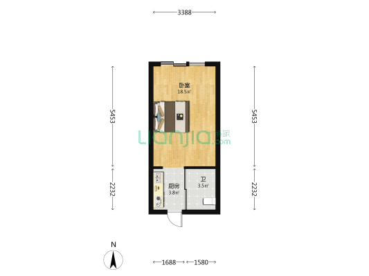 云亭商苑 1室0厅1卫 40平方