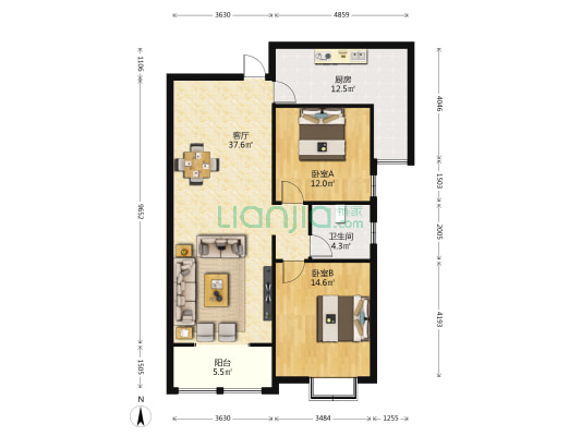 5502小区 2室1厅1卫 87平方