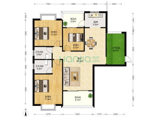 晨华·红林海湾 3室1厅2卫 125平方