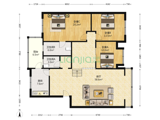 碧海新城 3室1厅2卫 142平方