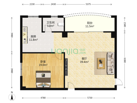 北园公寓 1室1厅1卫 319平方
