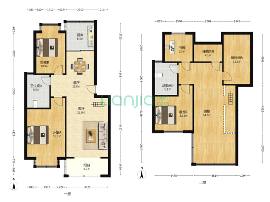 家和楼 4室2厅2卫 165平方