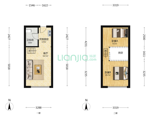 赣江紫悦荟 2室1厅1卫 37平方