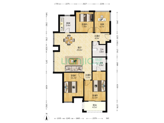 禹洲海西明月府 4室1厅2卫 109平方