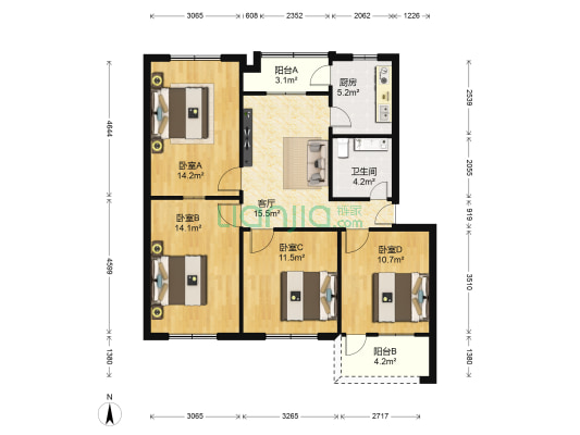 安乐房改造区 4室1厅1卫 100平方