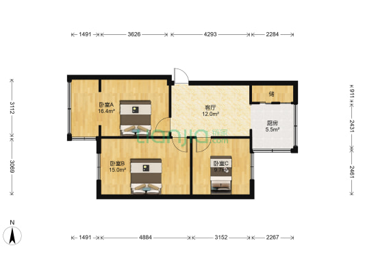 花果园大街10号 3室1厅0卫 72平方