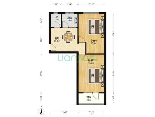 省人大家属院(杨家园) 2室1厅1卫 65平方