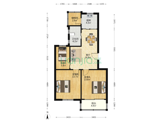 东仓路29号 3室1厅1卫 79平方