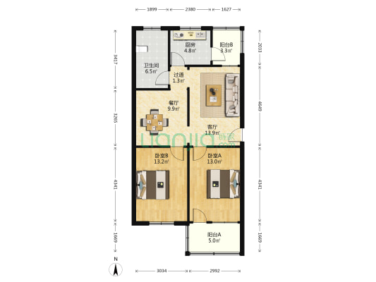 农业学校家属小区 2室2厅1卫 82平方
