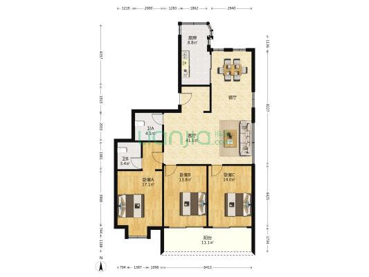 西营里新村 3室1厅2卫 131平方