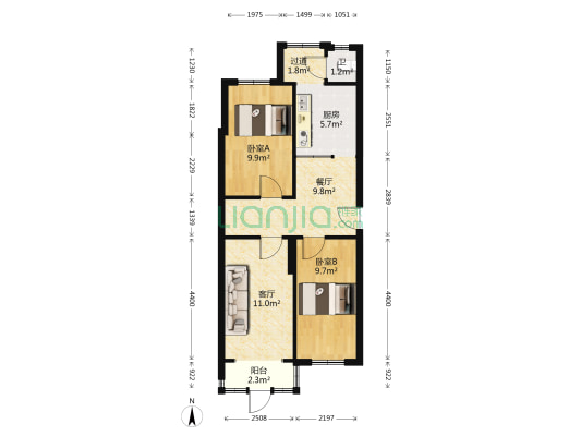 安乐胡同 2室2厅1卫 67平方