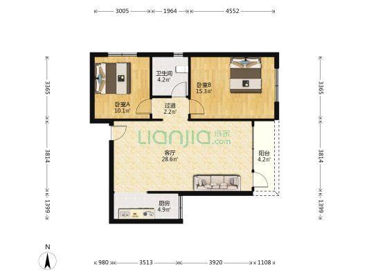 新华路4号 2室1厅1卫 79平方