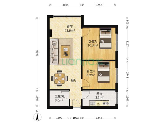南站新村 2室1厅1卫 54平方
