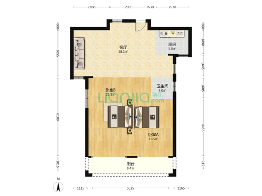 珑祥名苑 2室1厅1卫 90平方