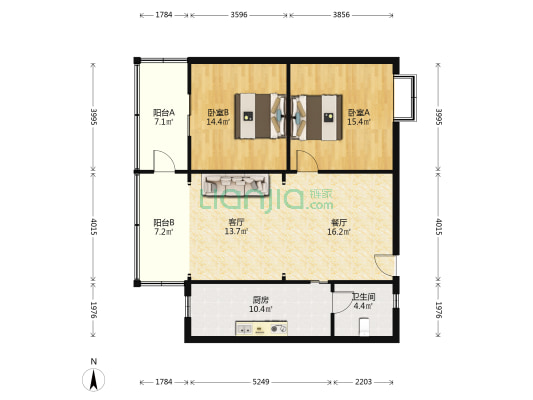 公务员小区 2室2厅1卫 100平方