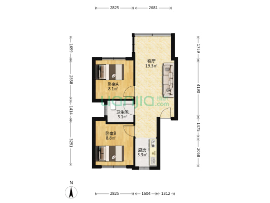 嘉碧路3号 2室1厅1卫 56平方