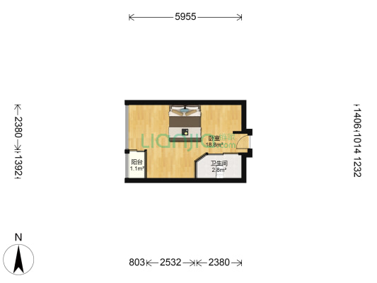 清华十二郡 1室0厅1卫 28平方