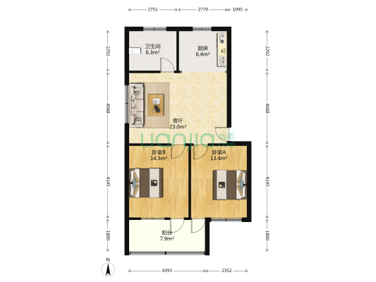 海峰公寓 2室1厅1卫 86平方
