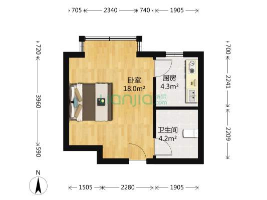 吉祥佳园 1室0厅1卫 40平方