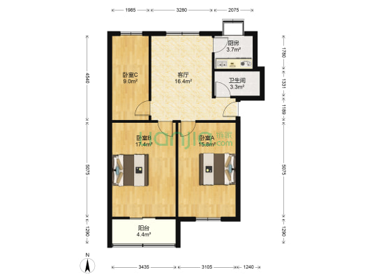 火炬路8到14号 3室1厅1卫 88平方