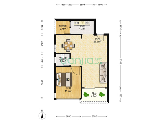 隆生金山湖中心花园 1室1厅1卫 78平方