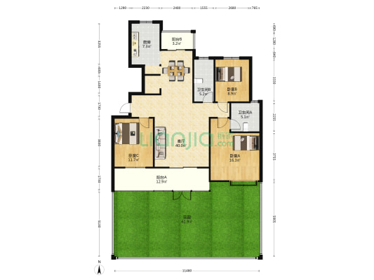 平顶山建业城 3室1厅2卫 127平方