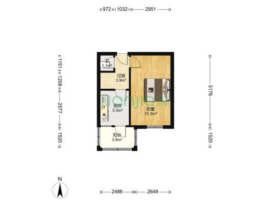 南棵二道街 1室0厅1卫 38平方