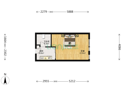 百合公馆 1室0厅1卫 46平方