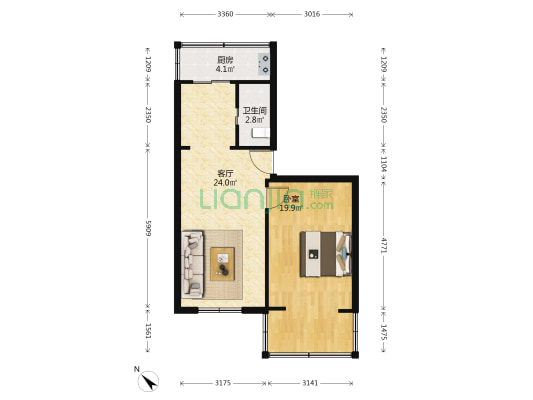 抚琴西南路7号 1室1厅1卫 56平方