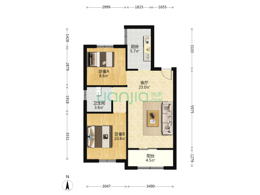 吕嘉园 2室1厅1卫 83平方