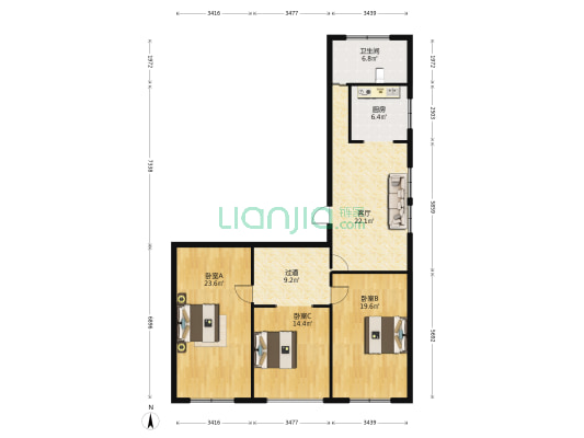 三北市场小区 3室1厅1卫 118平方