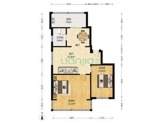 第二十六中学教师嘉园 2室1厅1卫 85平方