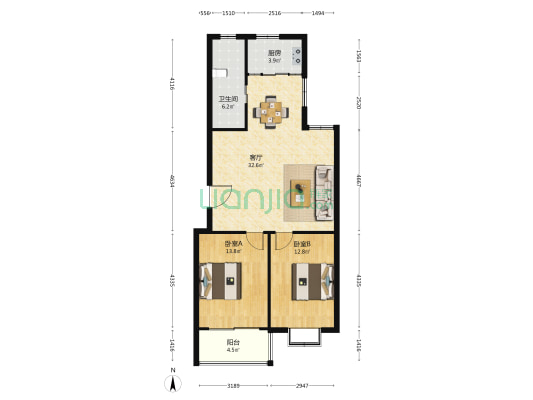 东郊新村虹彩苑 2室1厅1卫 99平方