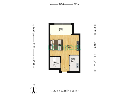 荣域小区，电梯房 中间楼层 精装修 带家具，家电-户型图