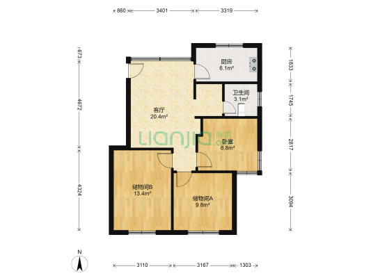 梅里四支弄 1室1厅1卫 83平方