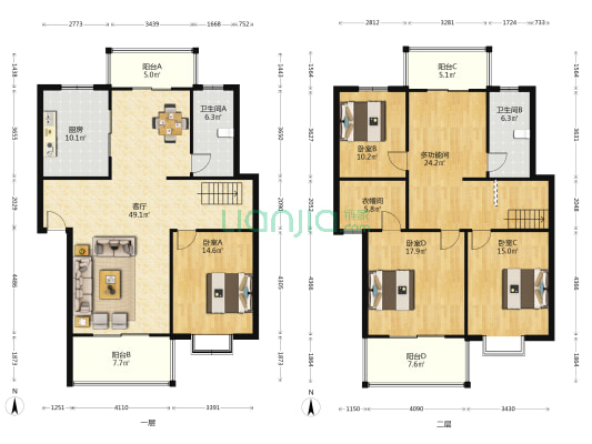龙山佳苑 5室1厅2卫 210平方