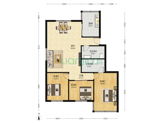 澄海三路21号 3室1厅2卫 127平方