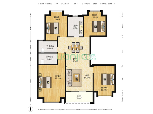 金色如意华庭 4室2厅2卫 143平方