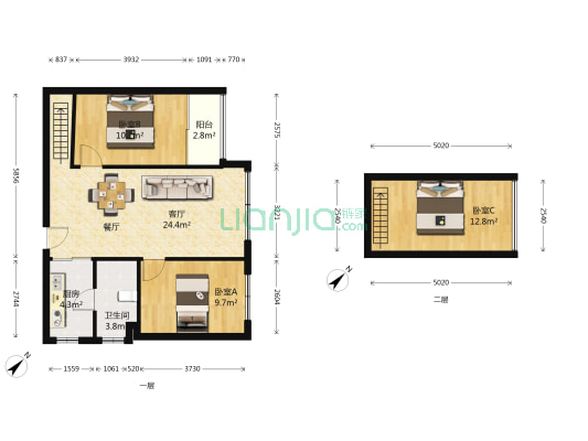 中天城市之门 3室1厅1卫 63平方