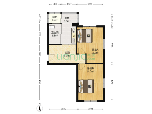 一汽44街区 2室0厅1卫 59平方