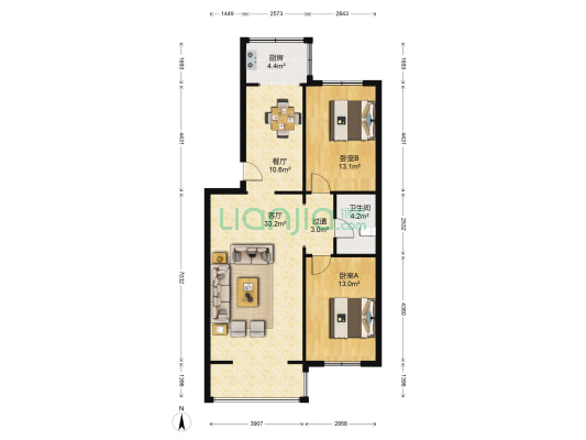 审计局家属楼 2室2厅1卫 101平方