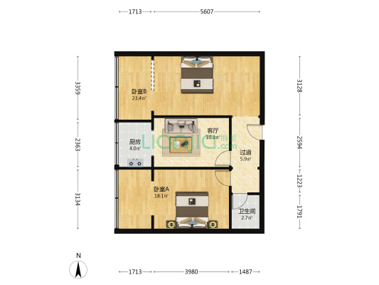 兰州市局家属楼（河湾堡东街） 2室1厅1卫 71平方